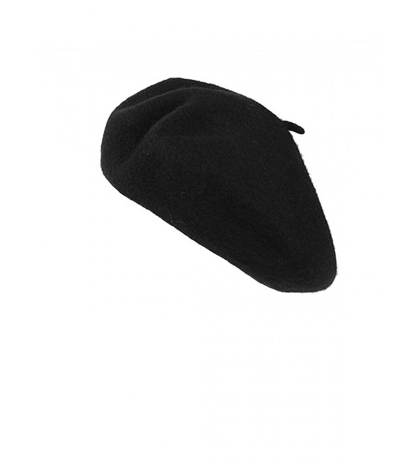 Choies Women's Or Men Wool Beret Hat-Solid Classic French Beanie Beret Hat - Black - CC1890E5SL9