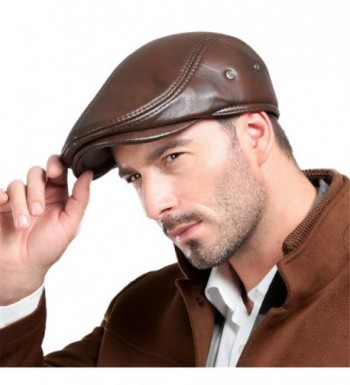 Vemolla Cowhide Leather Hunting Trucker in Men's Newsboy Caps