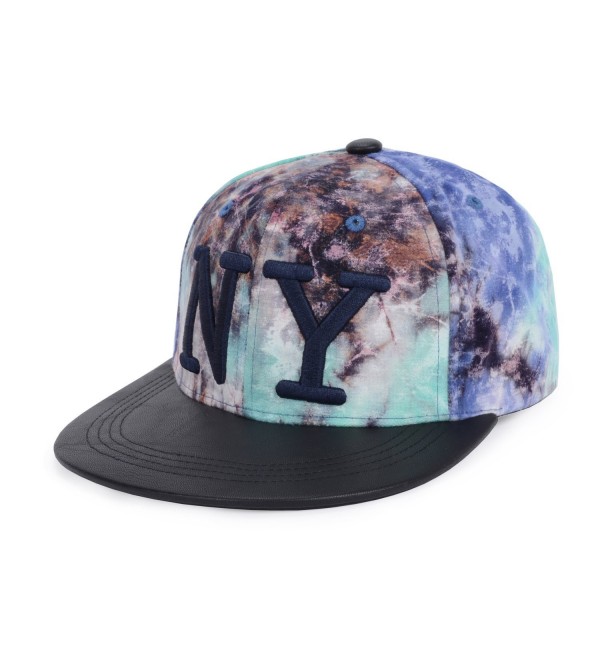 Hatphile Mens Womens Trends Fashion Snapback - Ny Tie Dye Pu Visor Blue - C1129P03Y2N