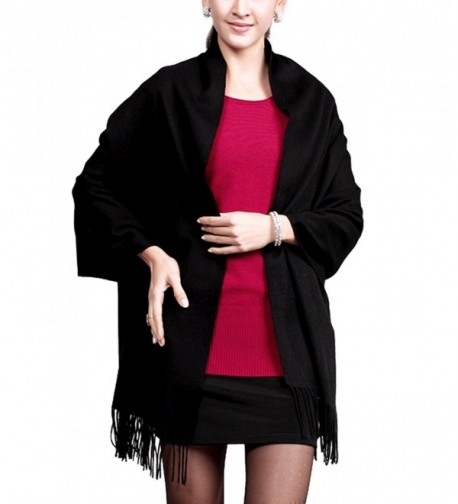 NOVAWO Extra Large 78"x27" Soft Cashmere and Wool Shawl Wrap for Women (8 colors) - Black - CQ11OTV4CBV