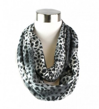 Modadorn Animal Cheetah Print Infinity Scarf - Charcoal - CH11OVGLSWZ