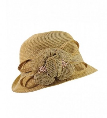 NYFASHION101 Cloche Bucket Flower Natural in Women's Bucket Hats