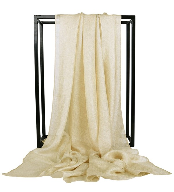 Faskelin Long Lightweight Sheer Shawls and Wraps Fashion Soft Large Scarfs for Women - Light Gold - C617AA6ZU9E