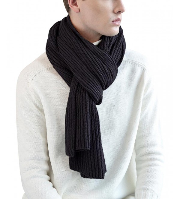 Vintage Warm Thick Knitted Scarf Long Solid Color Winter Shawl for Men ...