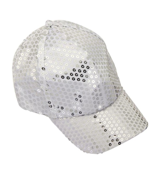 Hatop Sequin Adjustable Super Cool Sport Outdoor Cloth Baseball Cap (White) - CE12DAFPMUZ