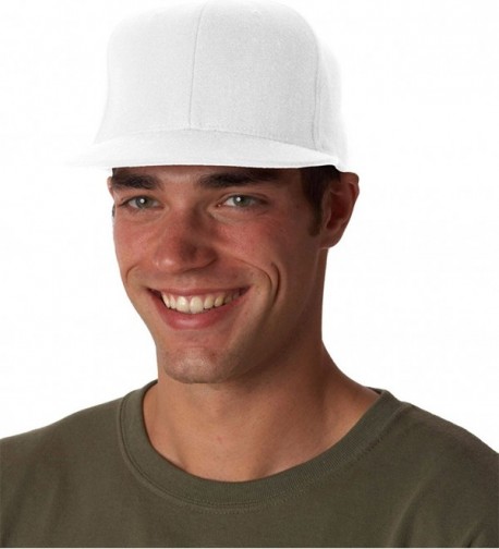 Flexfit 210 Premium Fitted Flat Visor Cap - White - CB118Q7QLVX