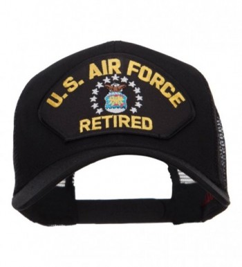 E4hats US Air Force Retired Military Patched Mesh Cap - Black - C0124YMGB1X
