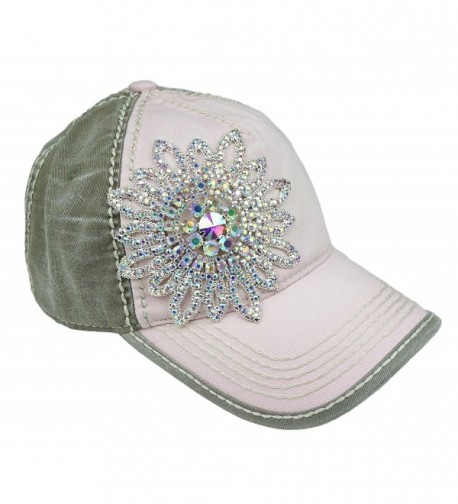 Olive & Pique Women's Two-Tone Baseball Cap - Light Pink/Moss/Silver Ab - CY17Y0AIUO7
