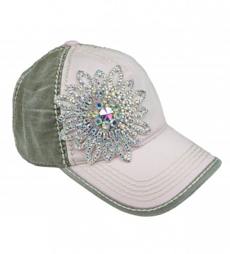 Olive & Pique Women's Two-Tone Baseball Cap - Light Pink/Moss/Silver Ab - CY17Y0AIUO7
