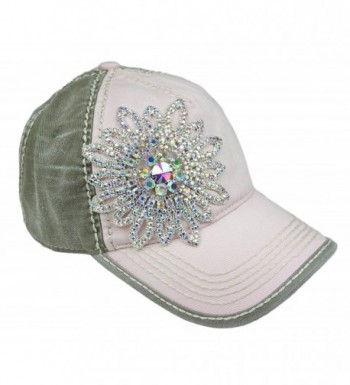 Olive & Pique Women's Two-Tone Baseball Cap - Light Pink/Moss/Silver Ab - CY17Y0AIUO7