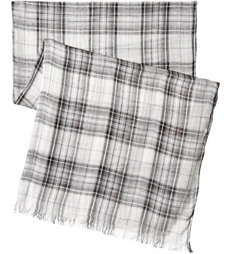 Womens Plaid Oblong Scarf Frayed