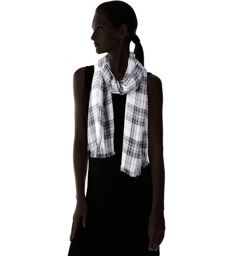 Womens Plaid Oblong Scarf Frayed in Fashion Scarves