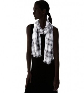 Womens Plaid Oblong Scarf Frayed in Fashion Scarves