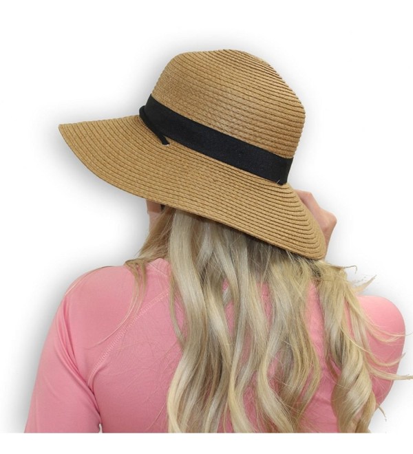 Amber Tan With Black X-Large Women's Packable Outdoor Sun Hat With Adjustable Chin Strap (X-Large) - CG182AS32DZ