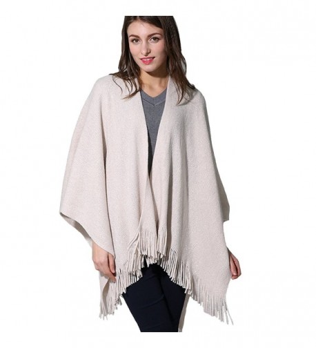 ZISUEX Women Cape Shawl Wrap Fashion Scarf Open Front Poncho Cape Cardigans (Beige) - CZ186LOSWUH