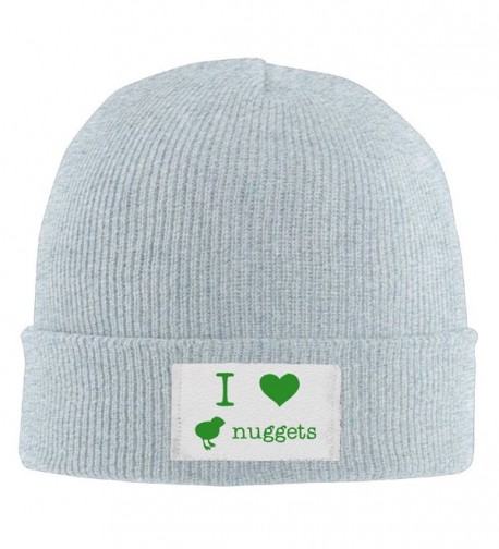 I Love Chicken Nuggets Men's Stretch Fleece Skull Beanie Hat Printed Cherished Knit Fleece Hat - Ash - C512N1S2YAT