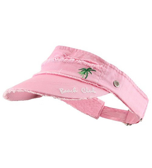 Beach Club Frayed Visor - Pink - C8112B77T0V