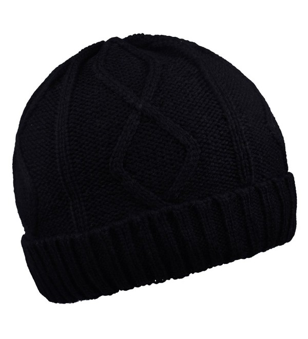 Warm Beanies Wool Fleece Lined Winter Knit Hats Thick Skull Caps For