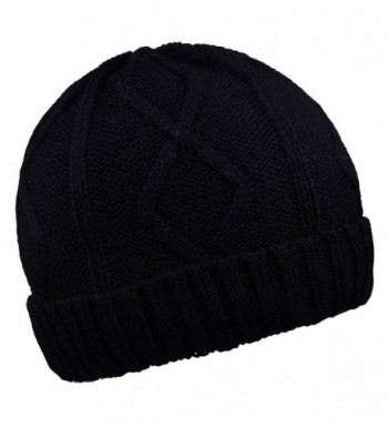 Warm Beanies Wool Fleece Lined Winter Knit Hats Thick Skull Caps for Men Women - Black - CY1870WRISW