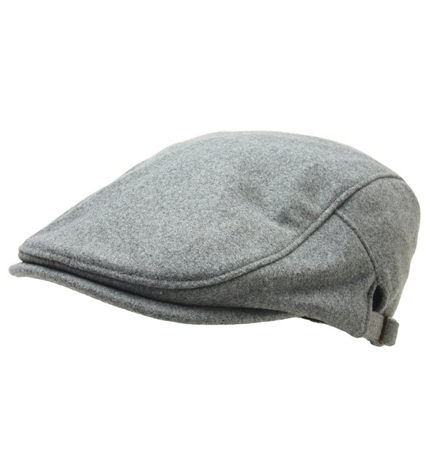 Men Woolen newsboy Flat Cap Basic Design Warm Gatsby IVY Driver Hat Cabbie Golf - Gray - CD187G7ME2O