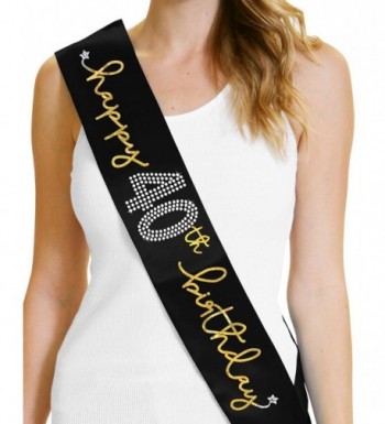 40th Birthday Party Decorations Happy 40th Birthday Sash by RhinestoneSash.com - Black-gold Foil - CY12ODFITL7