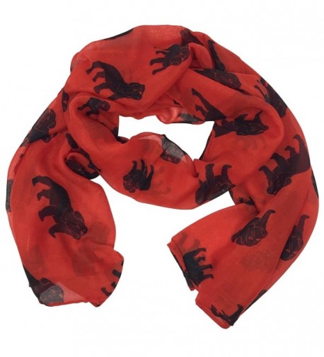 Bulldog Multi Color Lightweight Polyester Long Straight Scarf - Red & Black - CQ1869HGU76