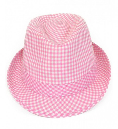 Checkered Cool Cat Fedora Hat - Pink - CP11MMJTFFP