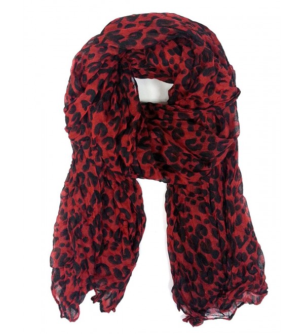 Wrinckled Leopard Scarf - RED - C9126OHIEV1