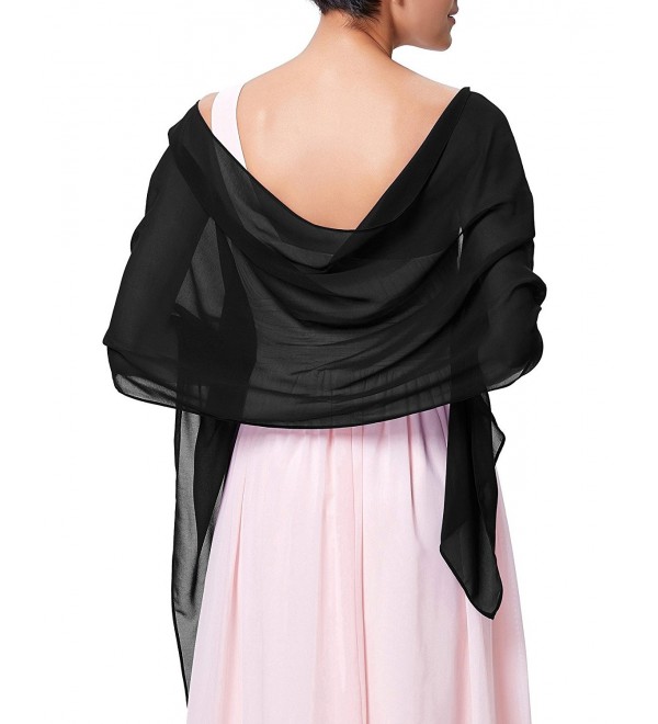 Kate Kasin Soft Chiffon Scarve Shawls Wraps and Pashmina for Evening Party KK229 - Black - CO12O6N0U2G