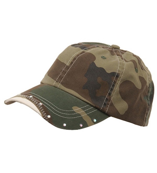 Rhinestone Washed Cotton Cap-Camo - CG111QRKUDF