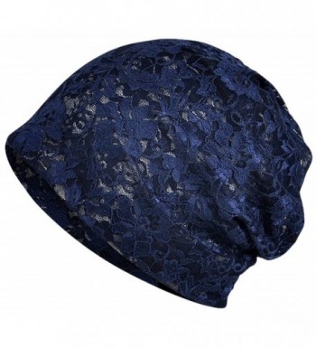 Qunson Women's Lace Slouchy Beanie Chemo Hat Cap for Cancer Patients - B-navy - CS18698I038