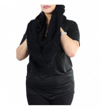 Very Soft Knitted Faux Fur Infinity Scarf - Faux Fur- Black - CL125VM1PST