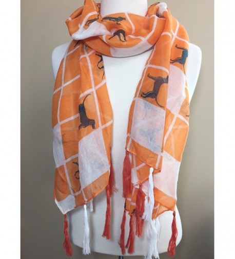 Orange Squares Fringe Tassel Lightweight in Fashion Scarves