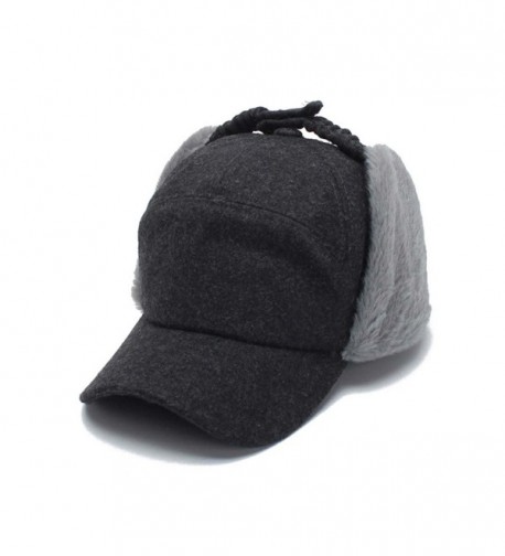 SUMBAGO Women's Ushanka Earflaps Flat Cap Winter Woolen Harajuku Bomber Trapper Russian Hats - Dark Gray - C4188XT3OXY