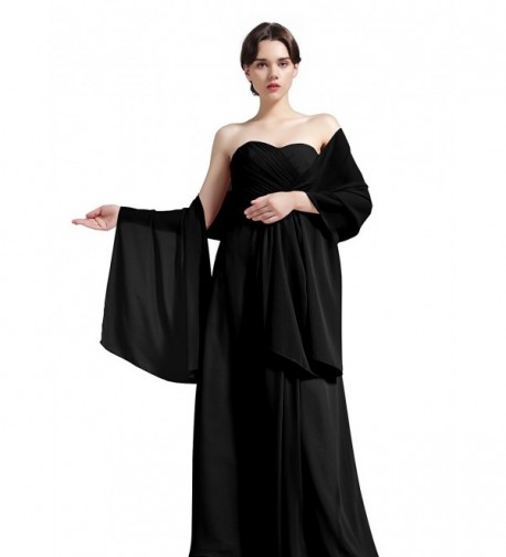 Sheer Soft Chiffon Bridal Women's Shawl For Special Occasions( 32 Colors) - Black - CT11DUZRJA7