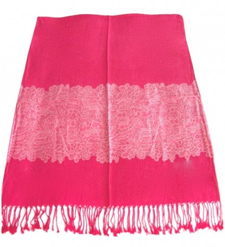 French Lace Design Pashmina Shawl Scarf Wrap Pashminas Shawls Scarves Wraps NEW - Hot Pink - CV11YPJLVJN
