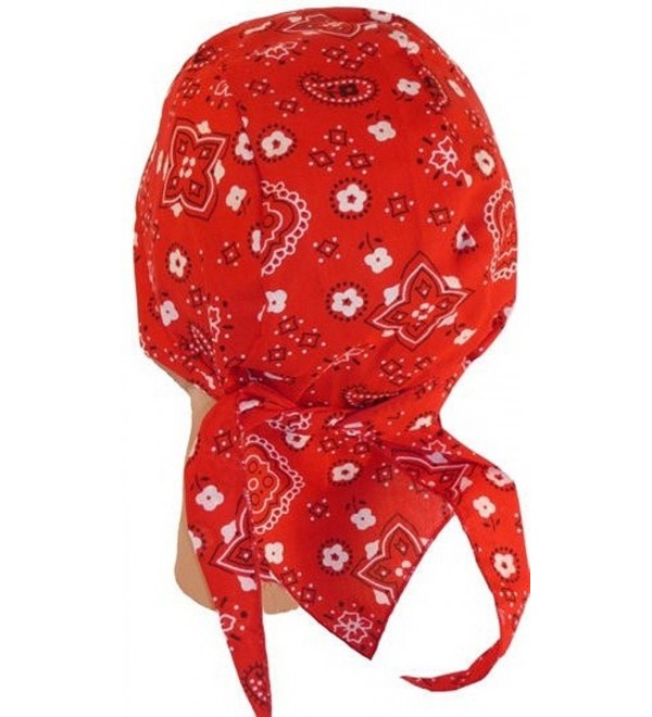 Skull Cap Biker Caps Headwraps Doo Rags - Red Paisley - CO12ELHP99B