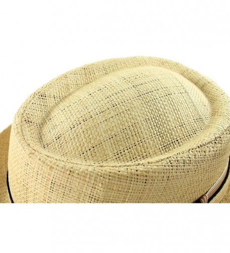 Raffia Porkpie Fedora Trilby Natural in Men's Fedoras