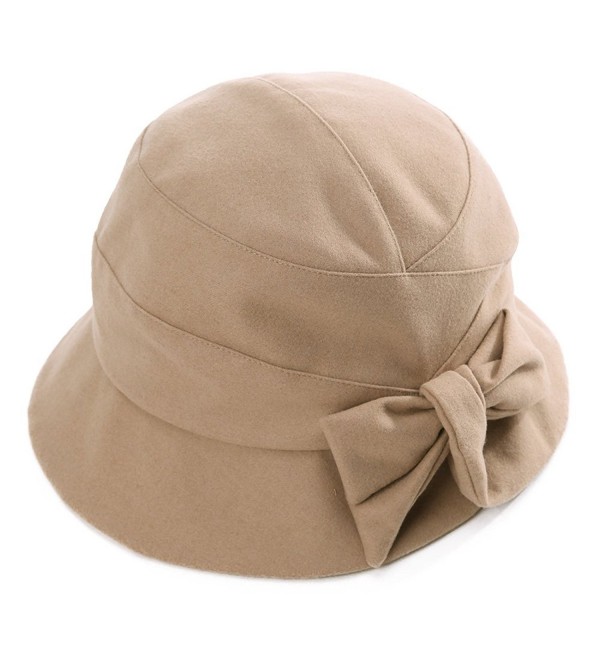 Siggi Womens Cloche Bucket Hat 1920s Vintage Tea Party Hat Winter Fall Foldable - 89084_camel - C2187CDU2NY