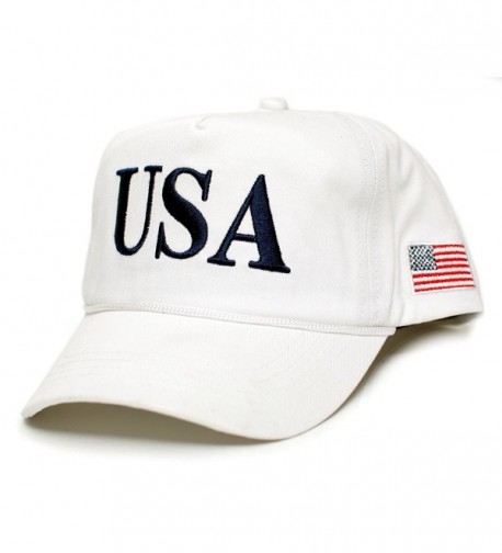 USA 45 Trump Make America Great Again Embroidered hat One Size Adult Red- White Cap - White - CQ17YYWG2O6