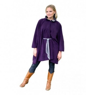 Evelots Town & Country Cape w/ Faux Suede Belt L/XL- Eggplant - CN12I8UJEH5
