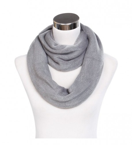 Premium Fine Knit Solid Color Winter Infinity Loop Circle Scarf -Diff Colors - Grey - CD129R2XHFX
