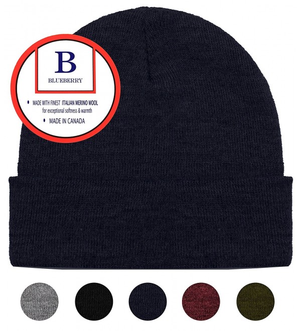 Blueberry Uniforms Merino Wool Beanie Hat -Soft Winter and Activewear Watch Cap - Dark Navy - C3187OAGYQ7