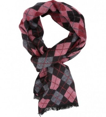 Sakkas Ezel Long Warm Argyle Patterned UniSex Cashmere Feel Scarf - Pink - C112LBFBO6N