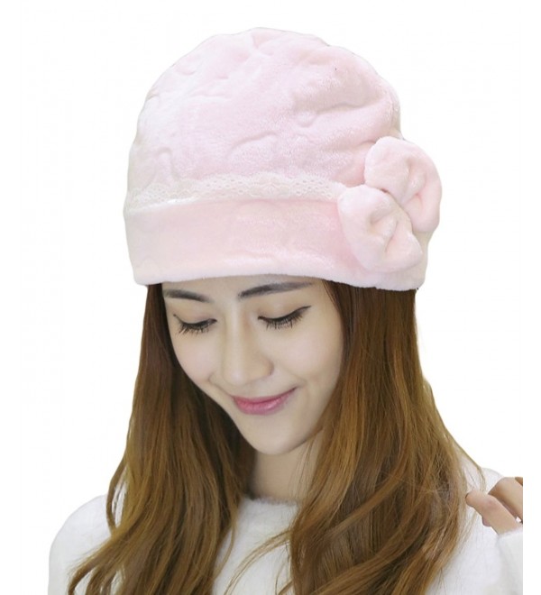 Qiabao Womens Soft Bowknot Sleep Cap Chemo Cancer Hat Turban - Pink - CJ12M7FB2VD