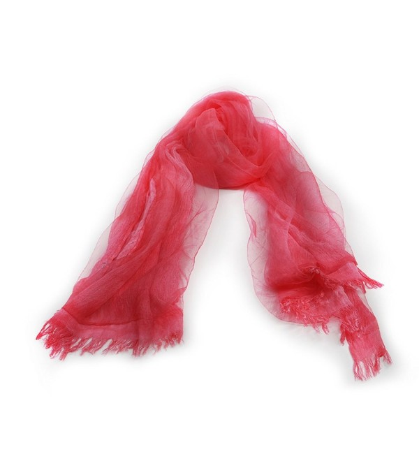 Scarf With Double Layers - OKEER Unisex Solid Color Silk Cotton Fabric Scarves Wraps - Red - CT1840LGURU