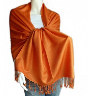 New Best Soft 100% Pashmina Shawl Wrap Stole Scarf (Orange) - CM114ZWY5YX
