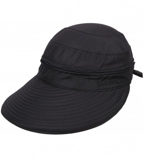 Simplicity Women's UPF 50+ UV Sun Protective Convertible Beach Hat Visor - Black - CC12GYJEW7J