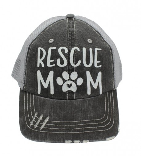 Rescue Mom Dog Cat Paw Print Heart Women Trucker Cap Hat White Glitter - CY185UK0E88