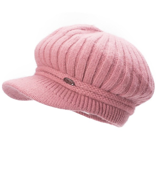 Lawliet Womens Angora Knit Ribbed Beanie Cabbie Cap Hat Winter Warm A478 - Pink - C3188IY0DSW
